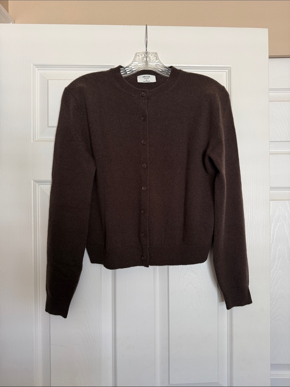 Aritzia Dark Rich Mocha Brown Bare Cashmere Cardigan XS